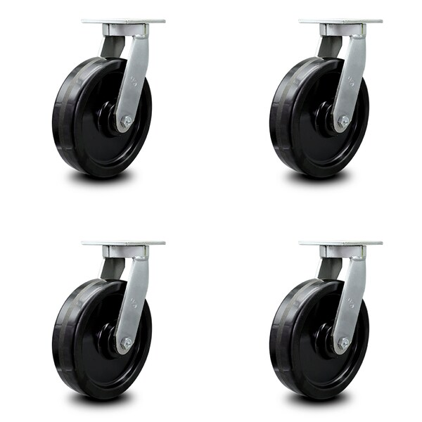 Service Caster 12 Inch Extra Heavy Duty Phenolic Wheel Swivel Top Plate Caster SCC, 4PK SCC-KP92S1230-PHR-4 - main
